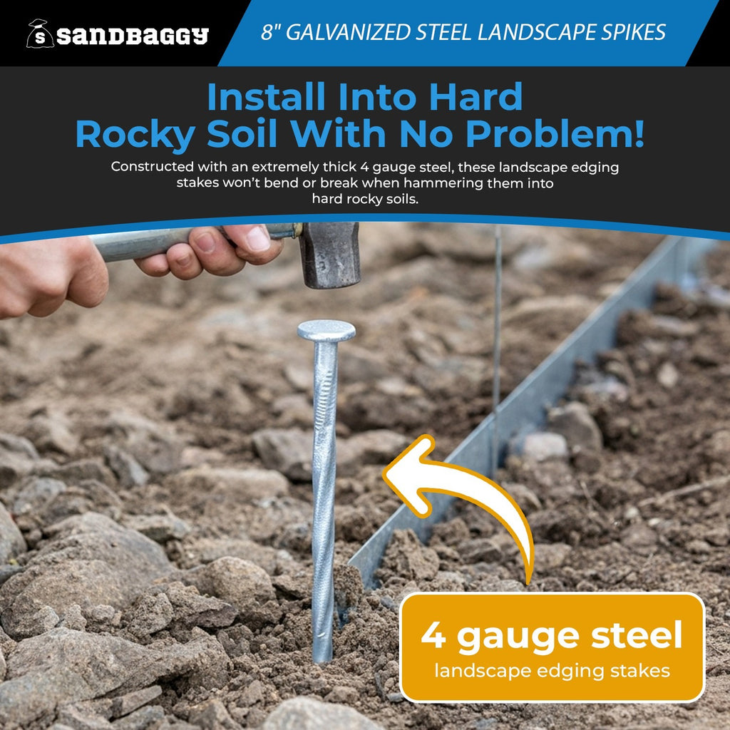 8 in. Galvanized Spiral Landscape Edging Spikes - 4 Gauge Steel