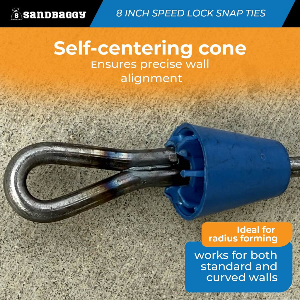 8" Speed Lock Snap Tie for Concrete Walls with Self-Centering Cone
