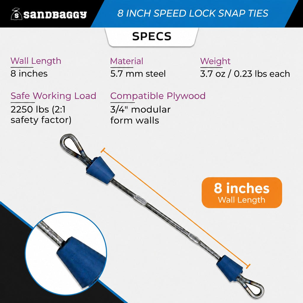 8 inch speed lock snap tie