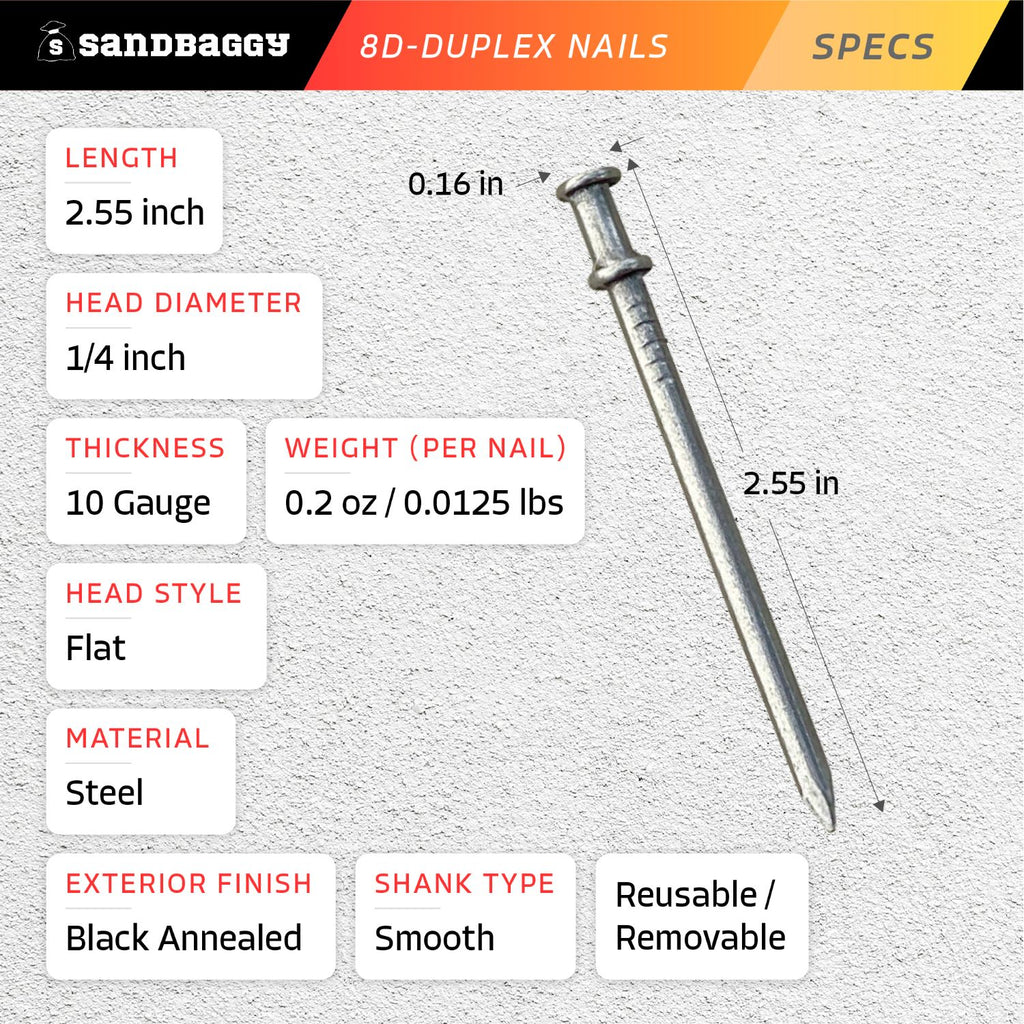 8d duplex nails specs