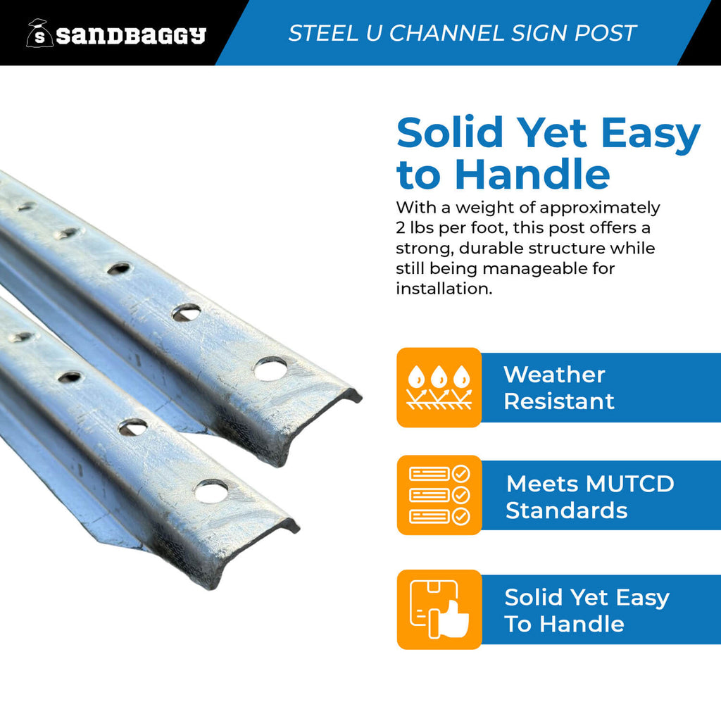 u channel sign post, 8 ft - hot dipped galvanized