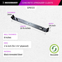 8" x 1-1/8" concrete spreader cleats specifications