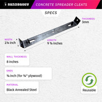8" x 3/4" concrete spreader cleats specifications
