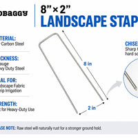Extra-wide landscape staple measuring 8 inches long and 2 inches wide with a square top.