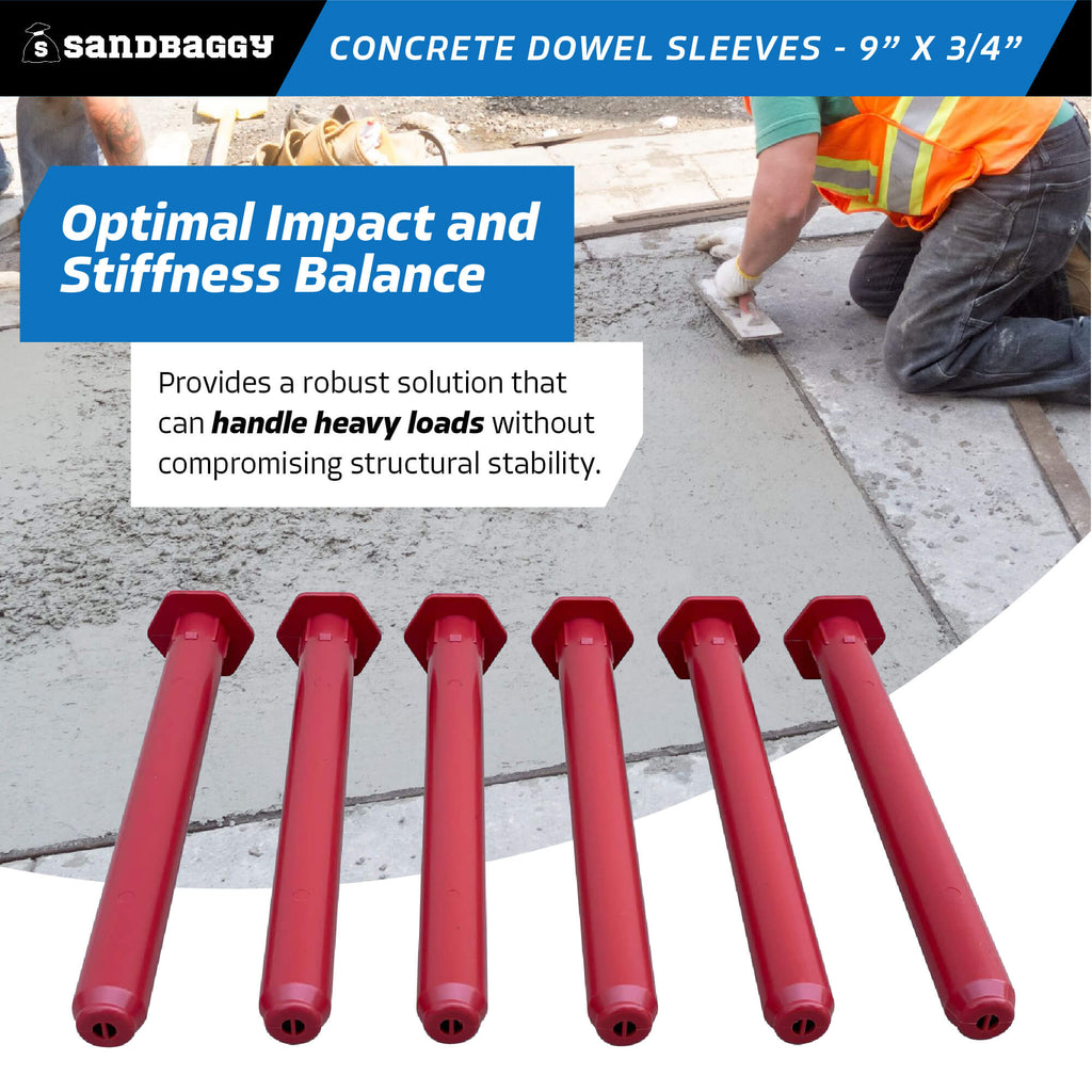 9" x 3/4" concrete dowel sleeves - impact resistant