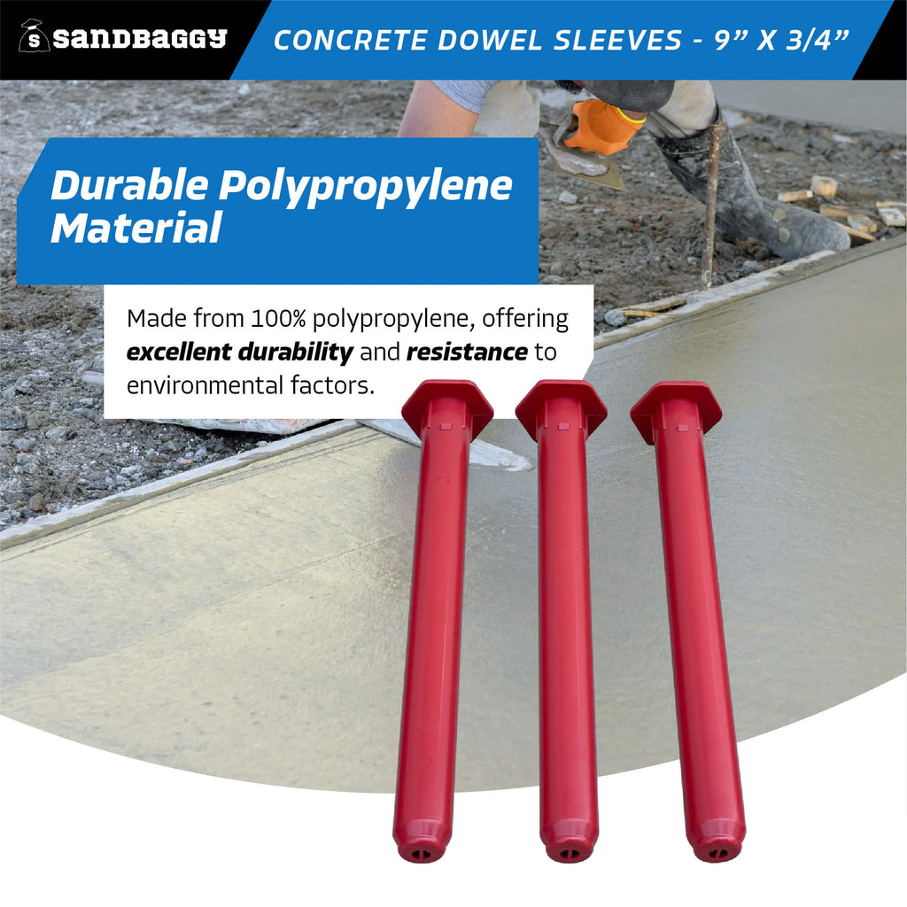 polypropylene 9" x 3/4" concrete dowel sleeves