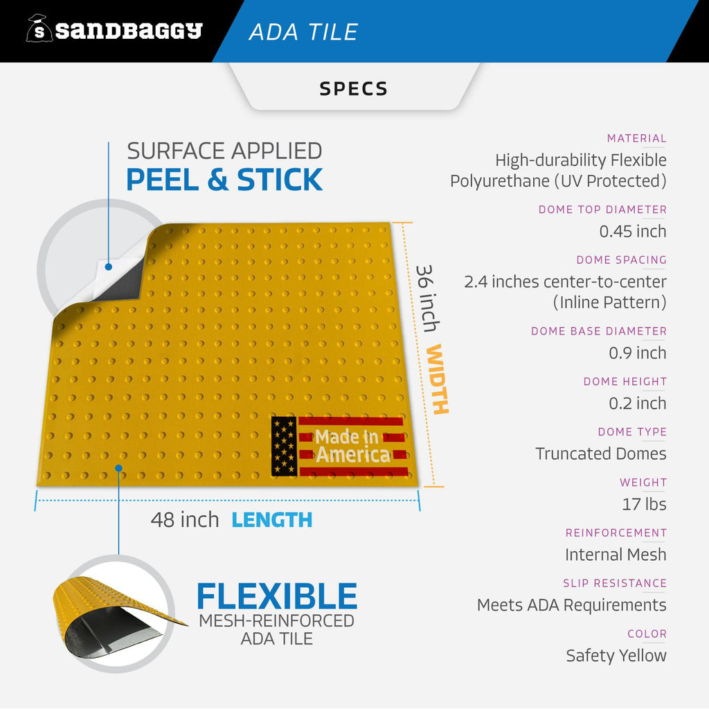 Flexible Peel & Stick ADA Tile (36" x 48") - 5 Minute Install (USA MADE)