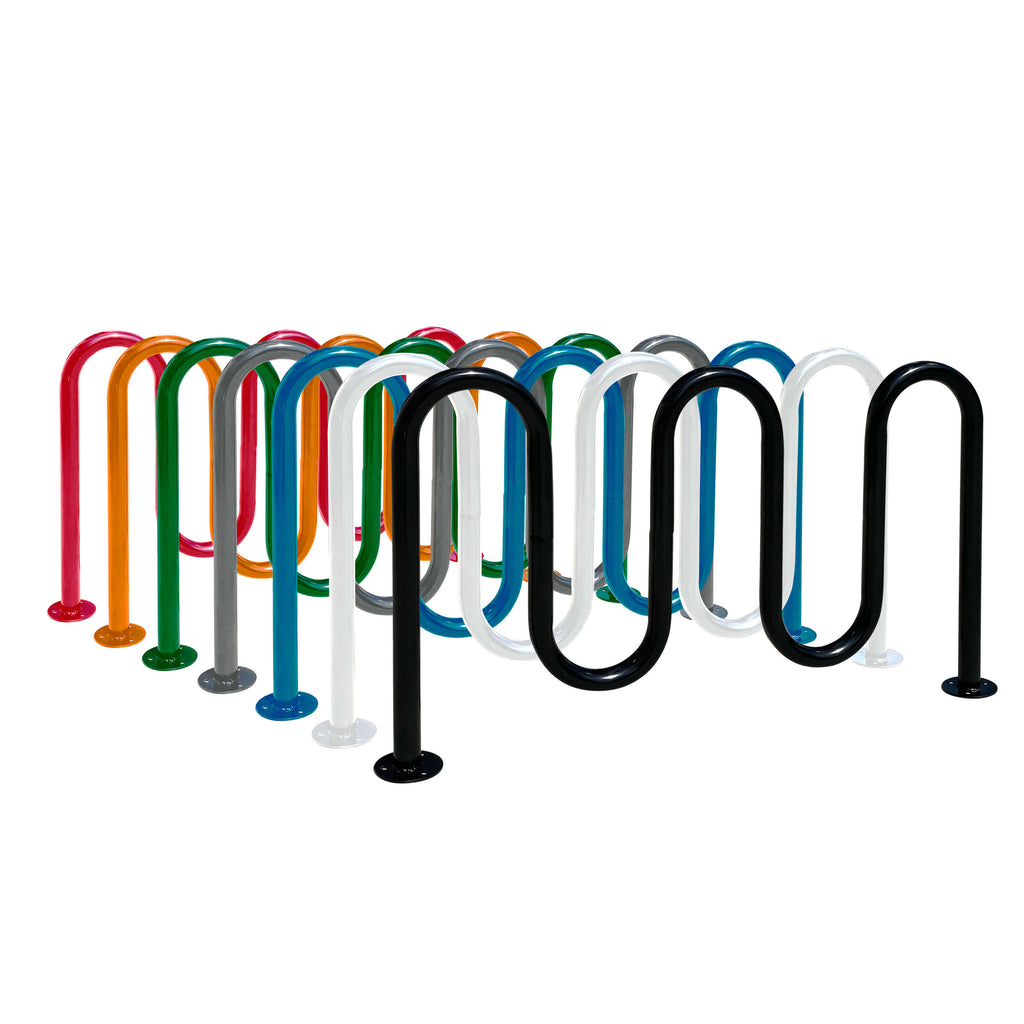 Commercial 5-Loop Wave Bike Rack - 7 Bike Capacity