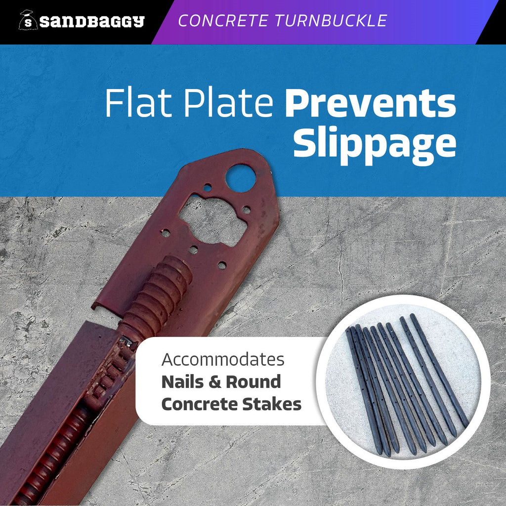 Concrete Turnbuckle Form Aligner With Flat Plate compatible with concrete nails and stakes