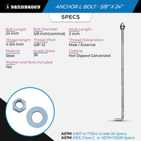 Anchor l bolt - 5/8” x 24”