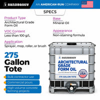 Architectural grade form oil specifications