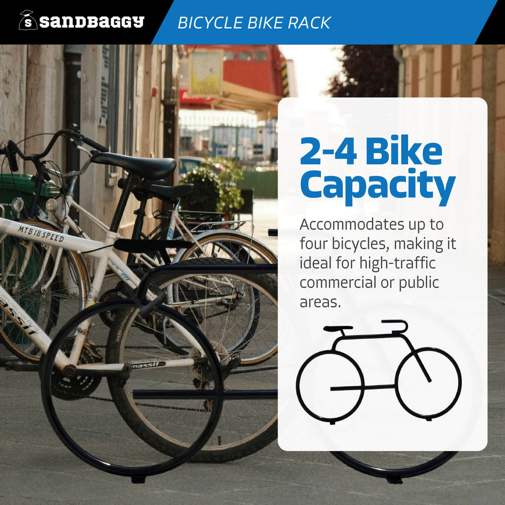 Blue Bicycle Bike Rack – Surface Mounted w/ Anchor Bolts - 2-4 Bike Capacity
