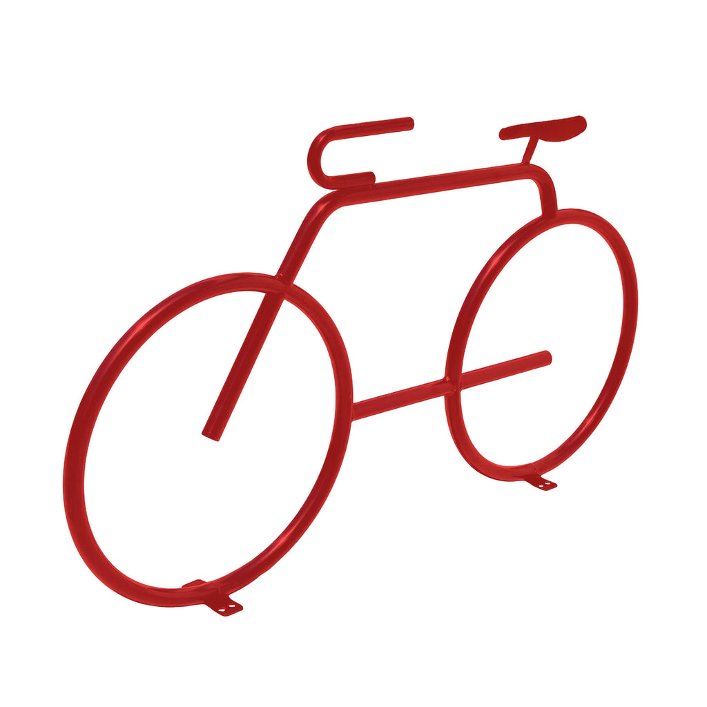 Red Bicycle Bike Rack – Surface Mounted w/ Anchor Bolts - 2-4 Bike Capacity