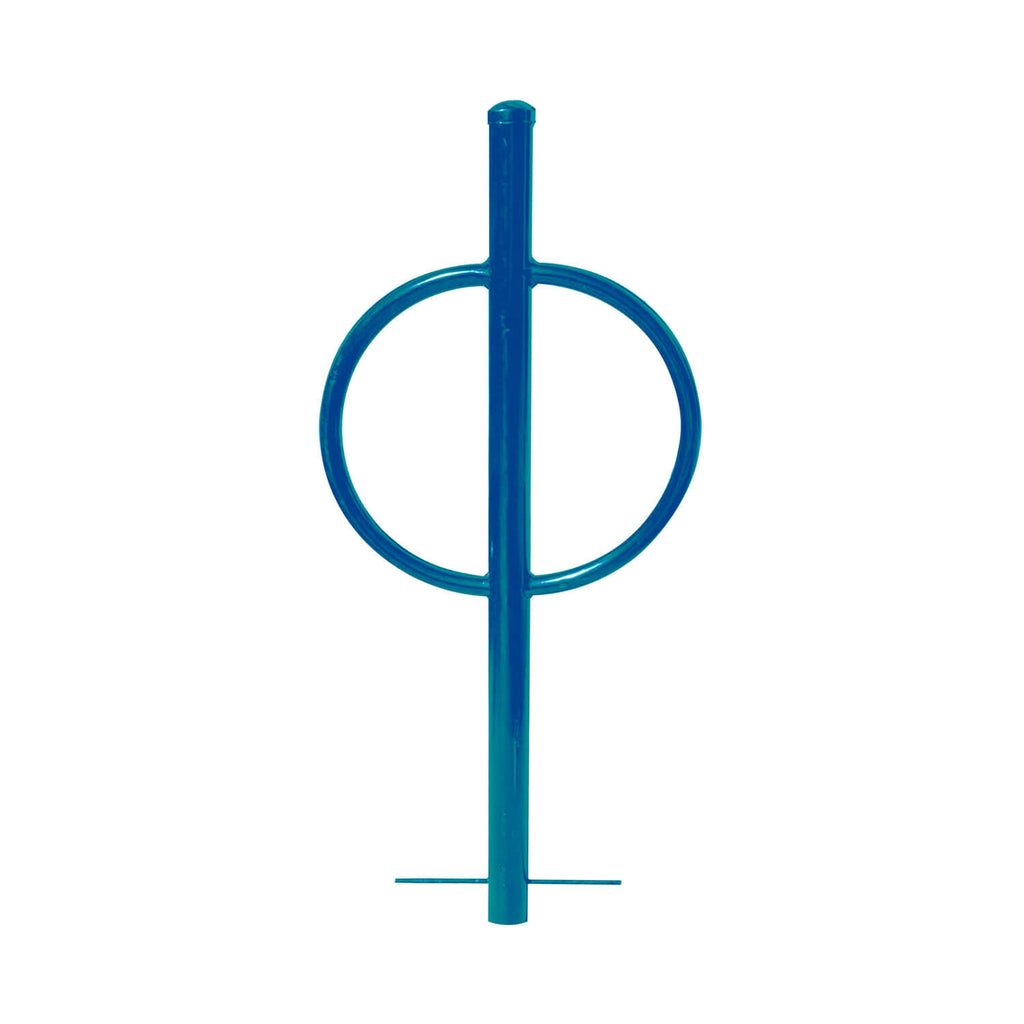in ground post and ring bike rack - blue