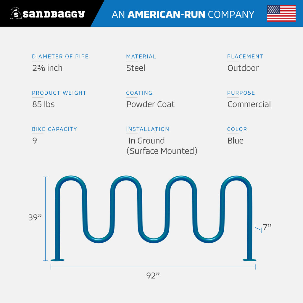 Blue 7 loop bike rack