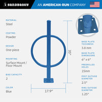commercial post and ring bike rack - blue