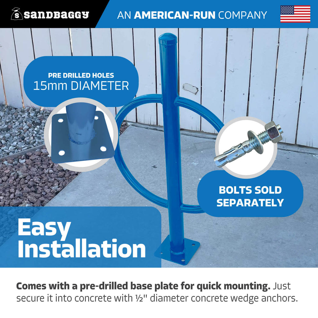 commercial post and ring bike rack - blue