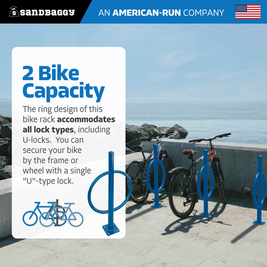 commercial post and ring bike rack - blue