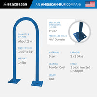 outdoor u shaped bike rack - blue