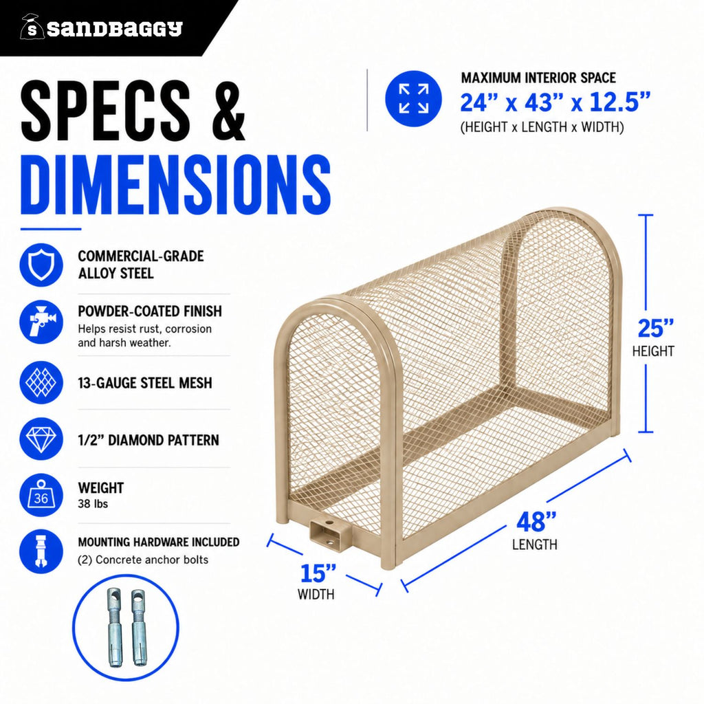 tan large security backflow cage - specs