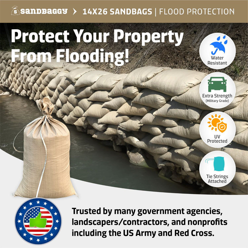 beige sandbags for flood protection