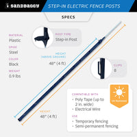 black 4 ft plastic step-in fence post 