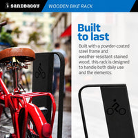 Black Modern Commercial Wood Bike Rack - Surface Mount - 2 Capacity