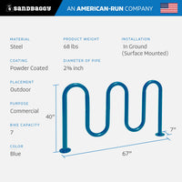 Blue 5 loop bike rack - 7 capacity 