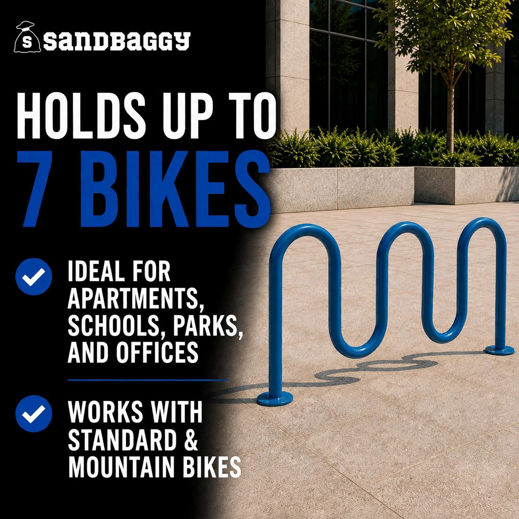 Blue 5 loop bike rack - 7 capacity 