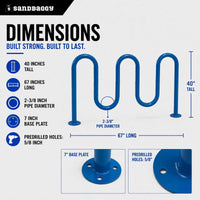 Blue 5 loop bike rack - 7 capacity 