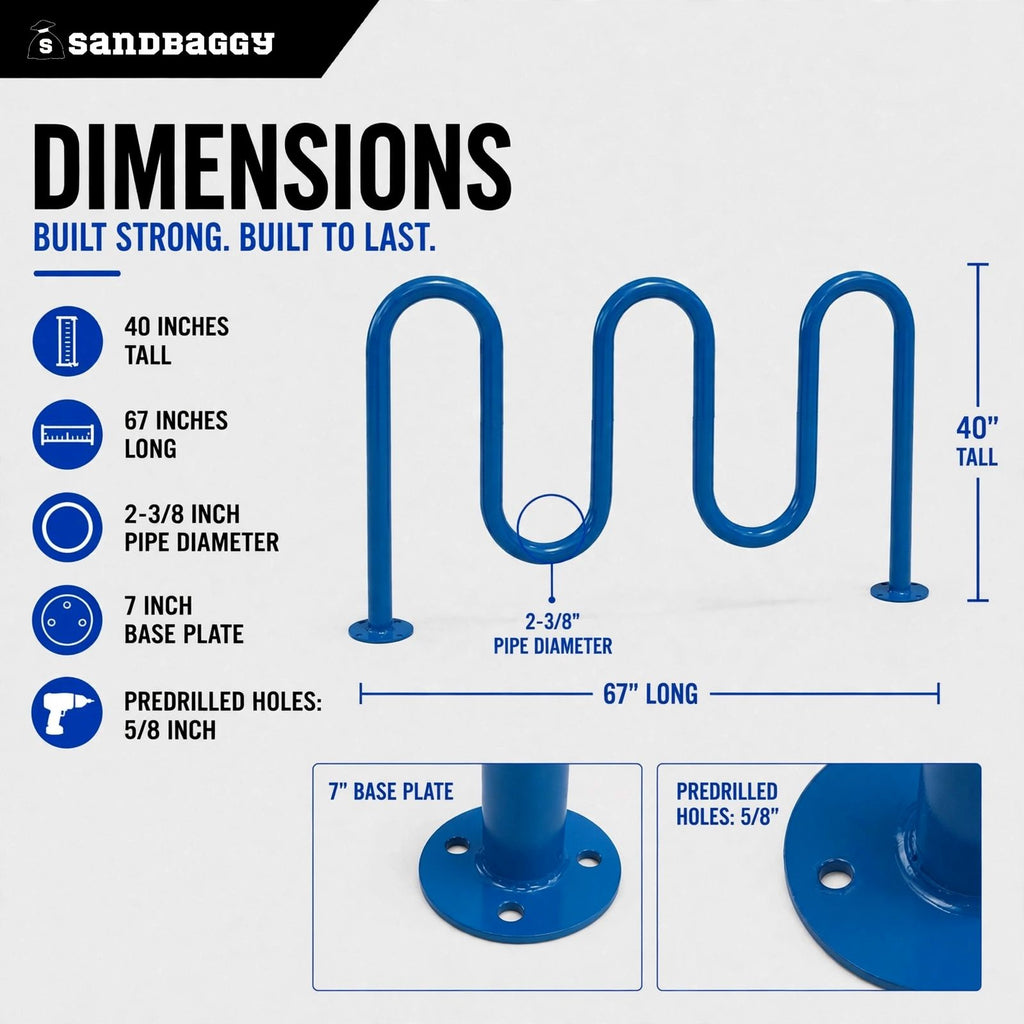 Blue 5 loop bike rack - 7 capacity 
