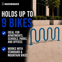 Commercial 7-Loop Wave Bike Rack - 9 Bike Capacity (Blue)