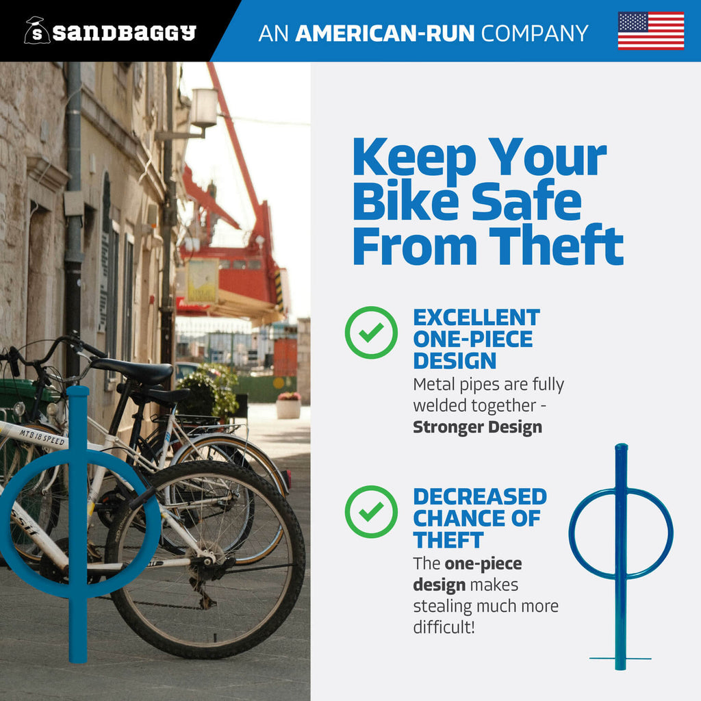 in ground post and ring bike rack - blue