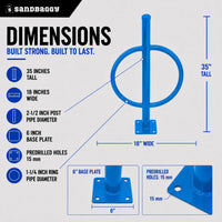 commercial post and ring bike rack - blue - specs