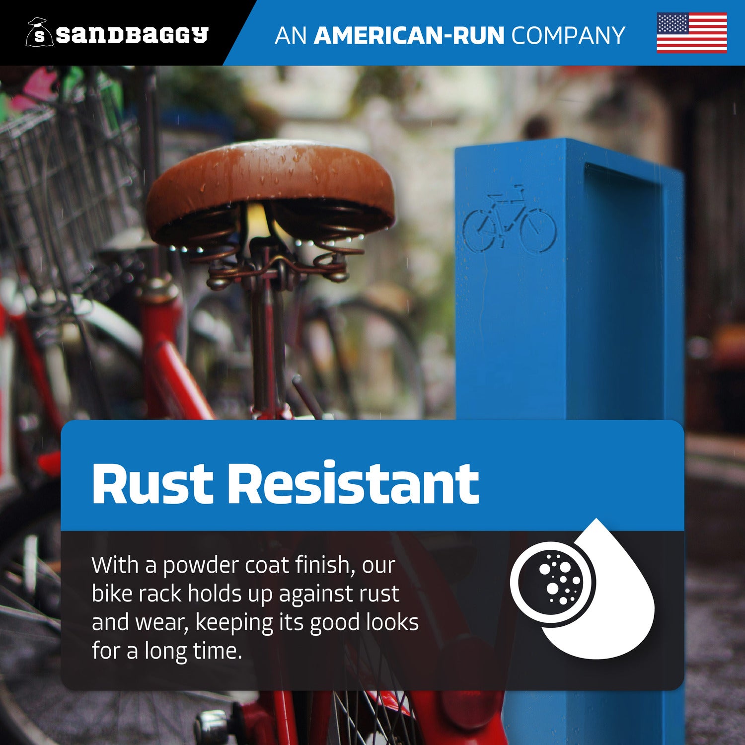 Modern Blue Aluminum Bike Rack | Commercial, Dual Capacity, Surface Mount (5”x4”x34”) - 20 pcs