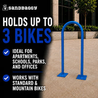 Blue U Shape Outdoor Bike Rack | Single Loop Commercial Bike Stand (2-3 Capacity)