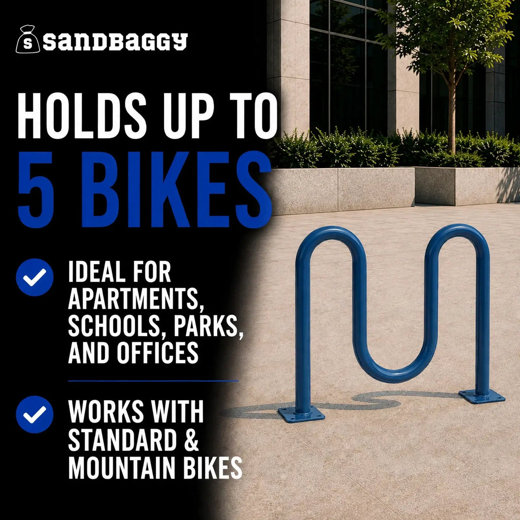Blue Dual Loop Bike Rack - 5 Capacity 