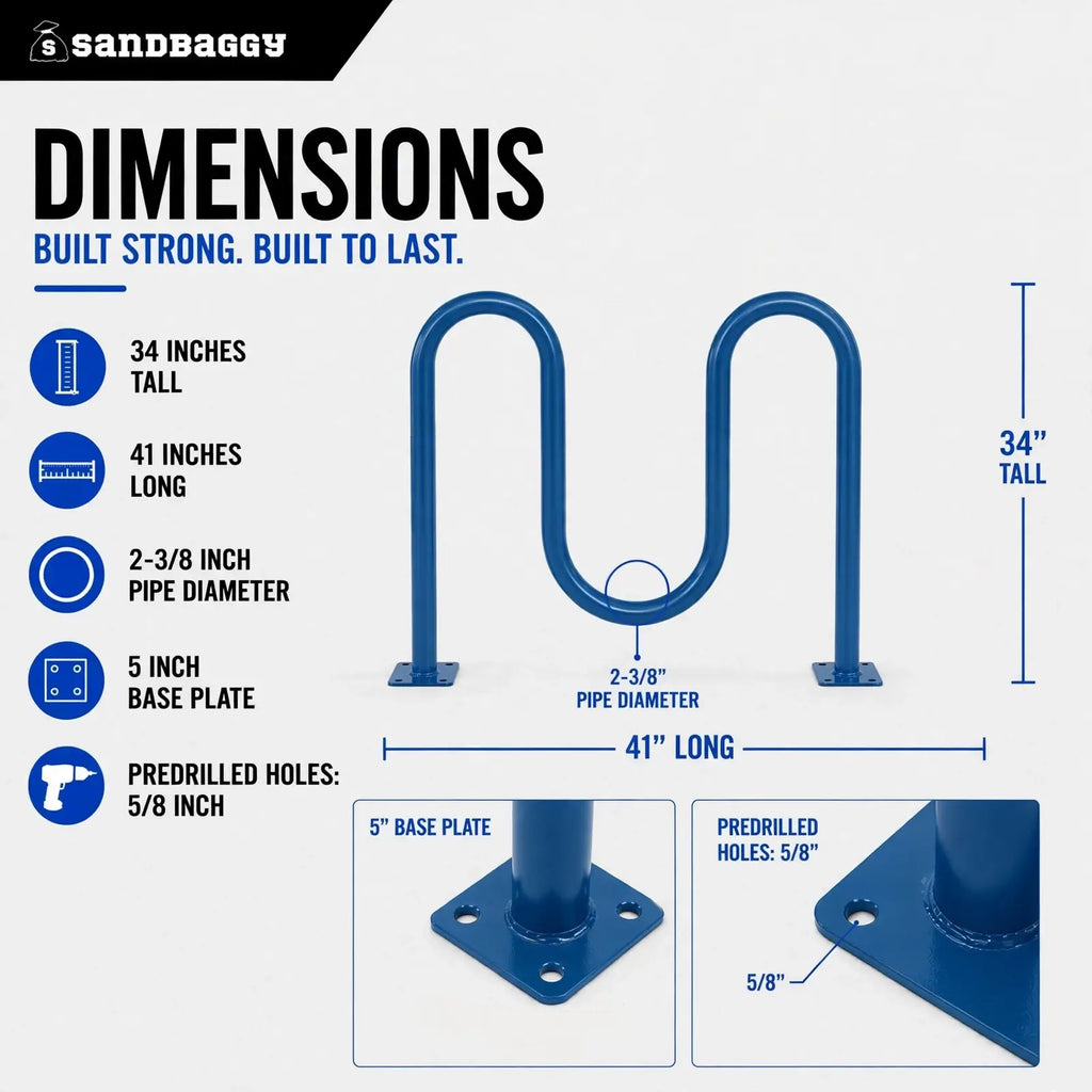 Blue Dual Loop Bike Rack - 5 Capacity 