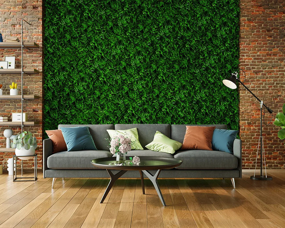 indoor faux greenery wall