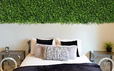 indoor bedroom faux greenery living wall