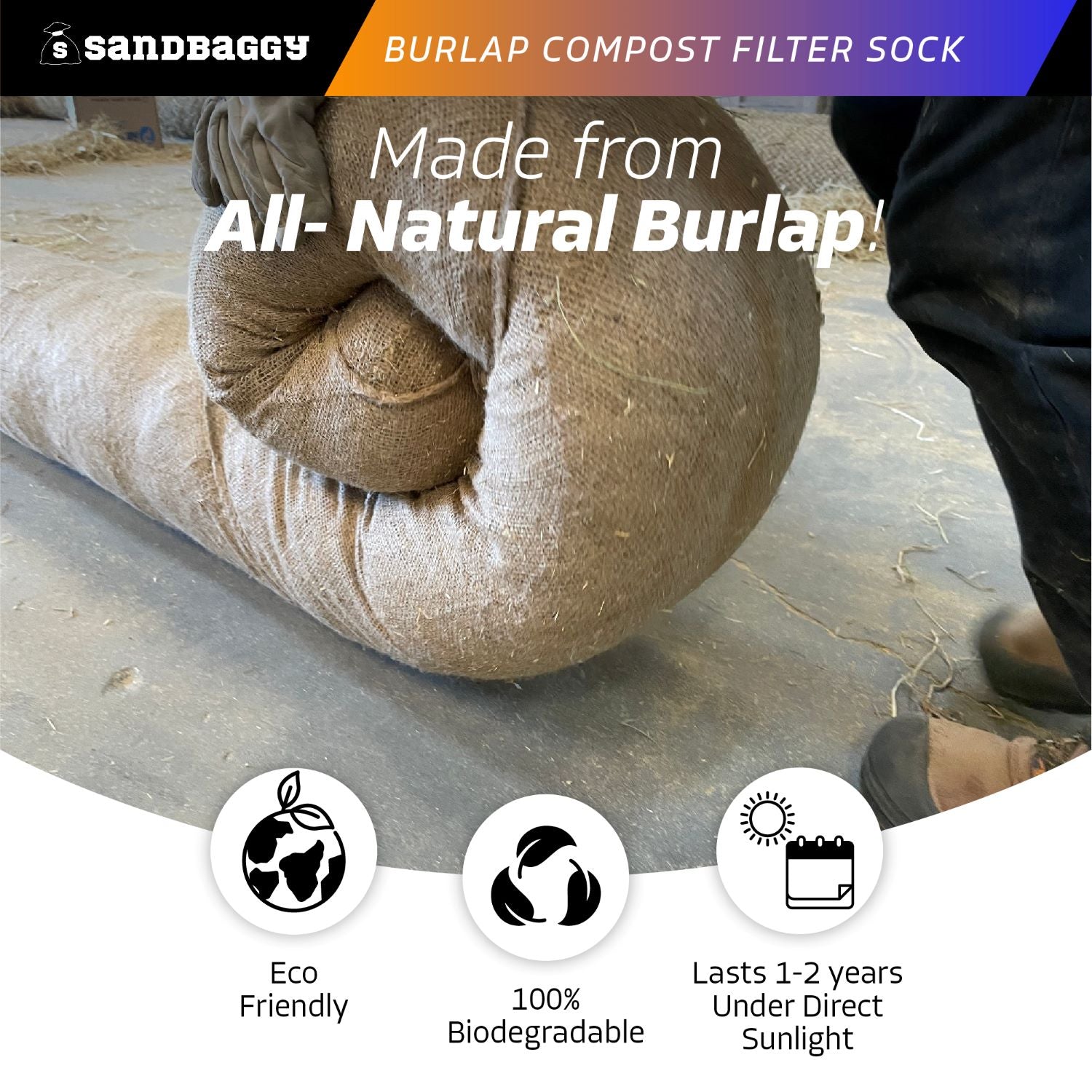 Compost Filter Sock - Sediment & Erosion Control – Sandbaggy