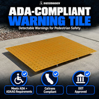 Durable yellow ADA tile with slip-resistant truncated domes