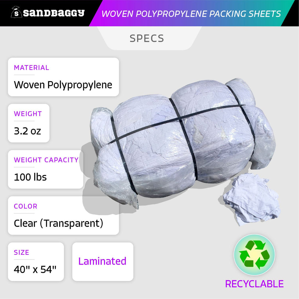 40" x 54" recyclable woven polypropylene packing sheets 