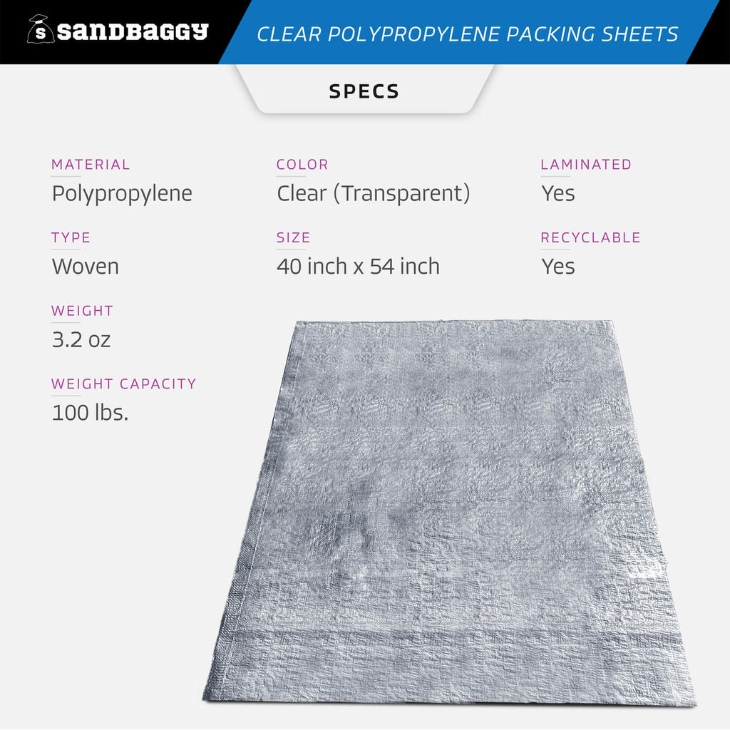 Clear Woven Polypropylene Packing Sheets - Specs
