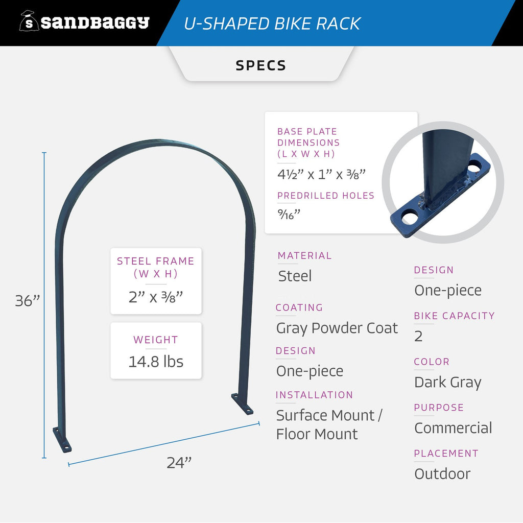 U-Shaped Industrial Metal Bike Rack for Sidewalks