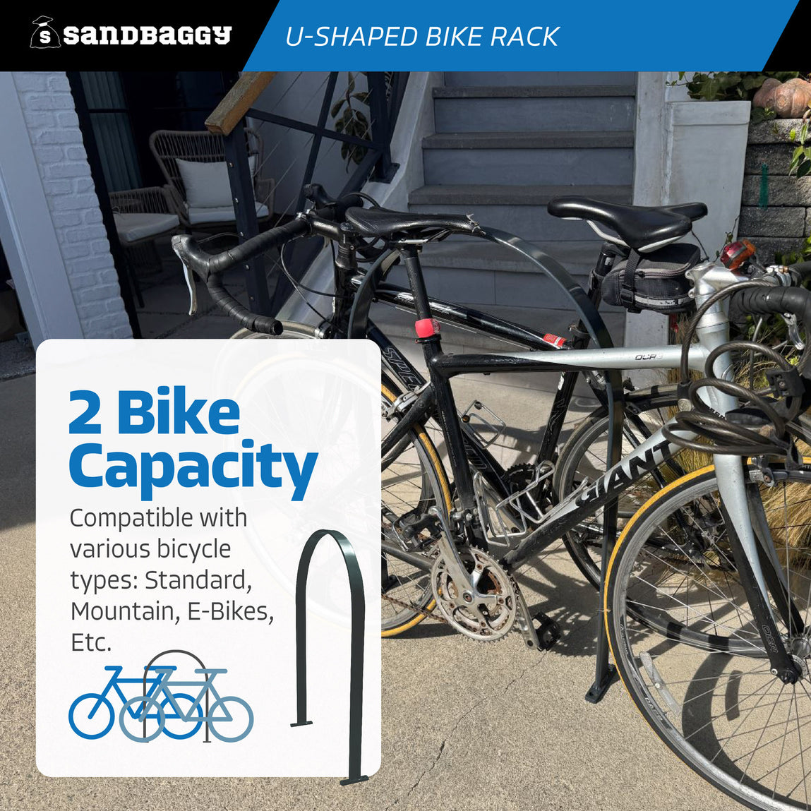 U-Shaped Industrial Metal Bike Rack for Sidewalks bike racks  each