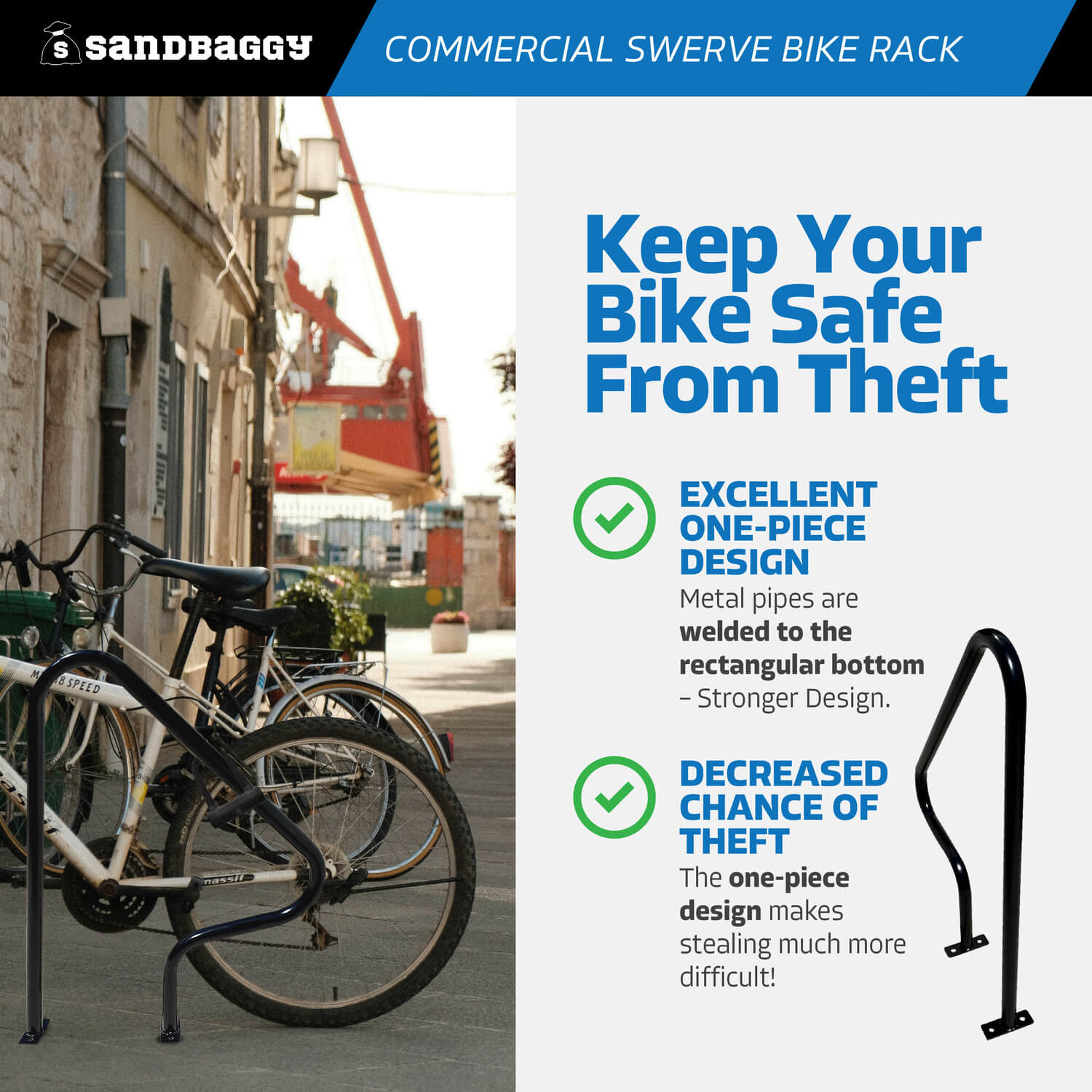 SANDBAGGY U-SHAPED INDUSTRIAL Metal Bike Rack For Sidewalks