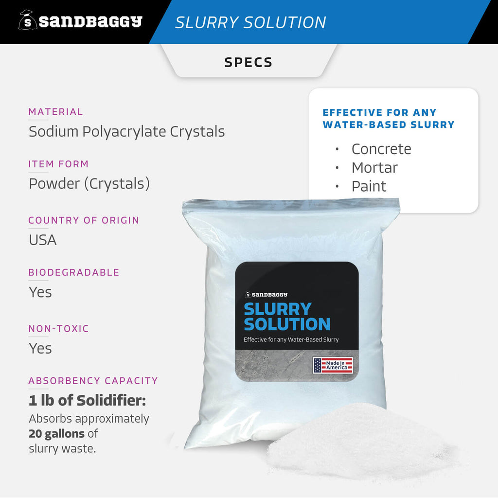 concrete slurry solution solidifier - specs