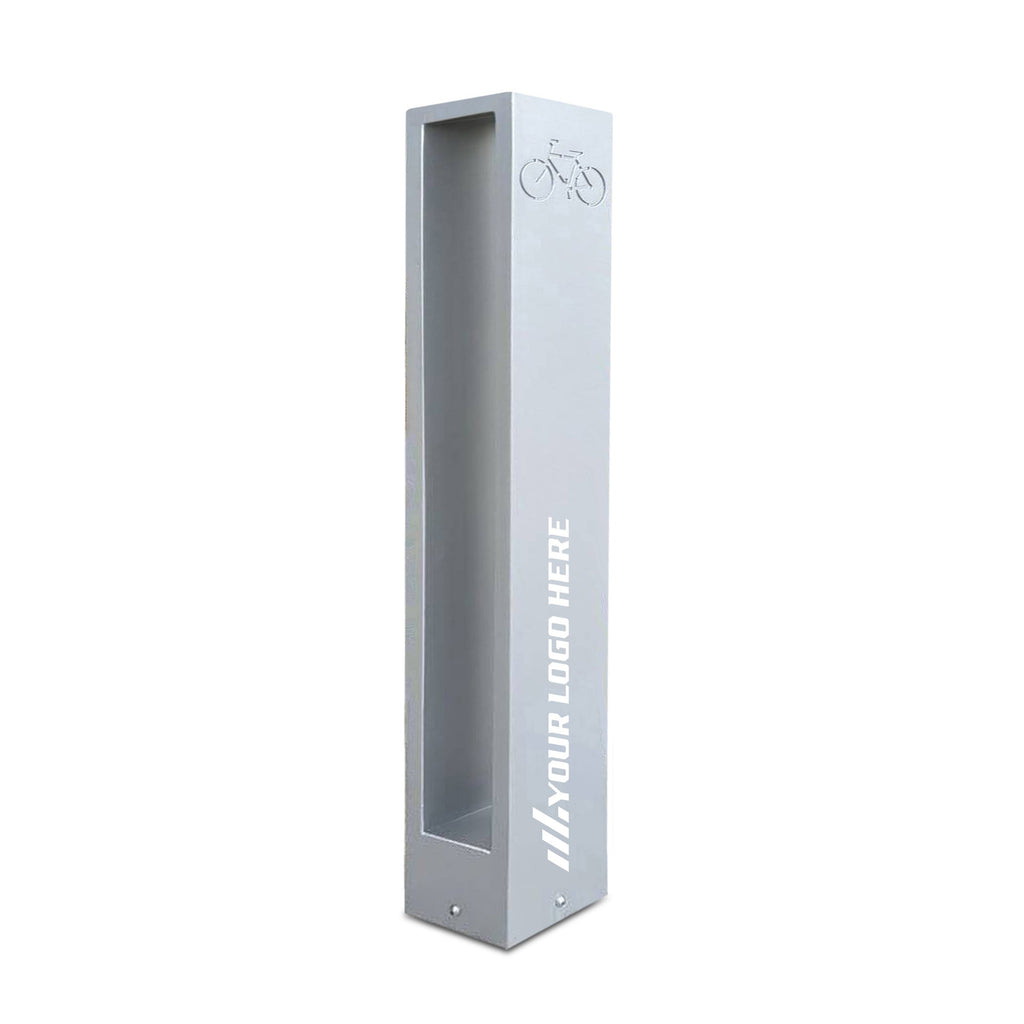 Custom Printed Logo Modern Aluminum Bike Rack | Commercial, Dual Capacity, Surface Mount (5”x4”x34”)