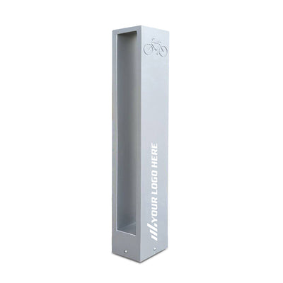 Custom Printed Logo Modern Aluminum Bike Rack | Commercial, Dual Capacity, Surface Mount (5”x4”x34”)